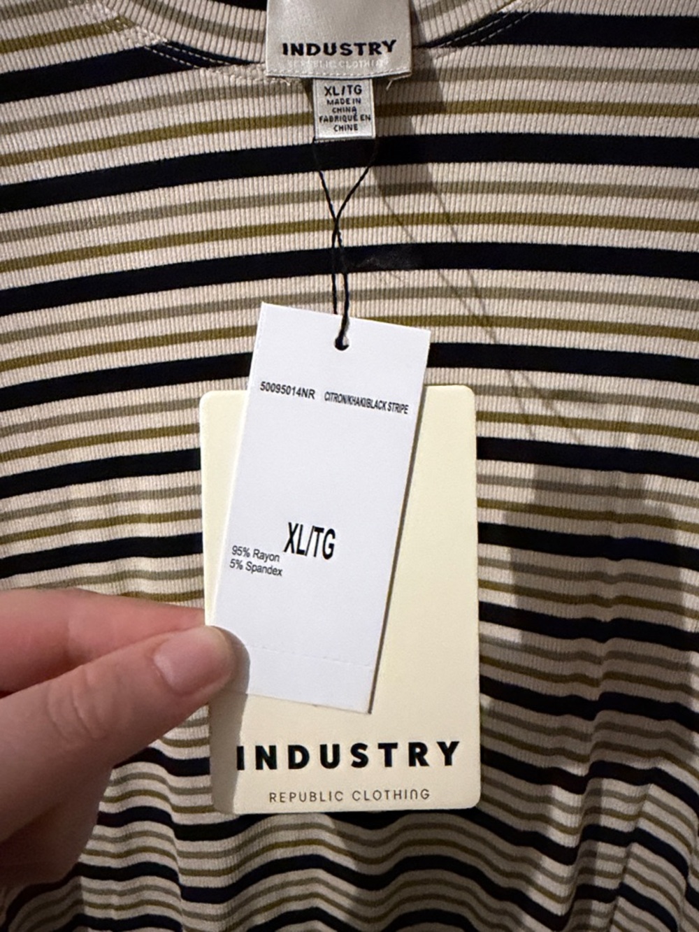 Industry Black, Olive & Cream Striped Long-Sleeve Tee - Picture 4 of 4